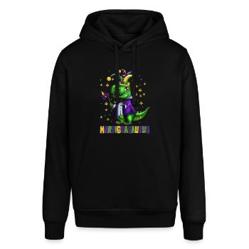 Kinder Fasching Umzug Dinosaurier Mardigrasaurus - Stanley/Stella Unisex Hoodie SOUNDER - Schwarz - Vorne - Alina (178cm) & Michal (187cm)