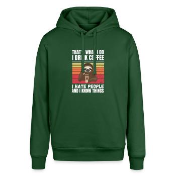 Faultier I Hate People Retro - Stanley/Stella Unisex Hoodie SOUNDER - Flaschengrün - Vorne - Alina (178cm) & Michal (187cm)