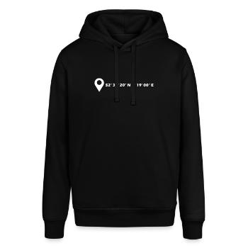 Lingen (Ems) Koordinaten - Stanley/Stella Unisex Hoodie SOUNDER - Schwarz - Vorne - Alina (178cm) & Michal (187cm)