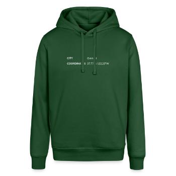 Oakland California USA Koordinaten - Stanley/Stella Unisex Hoodie SOUNDER - Flaschengrün - Vorne - Alina (178cm) & Michal (187cm)