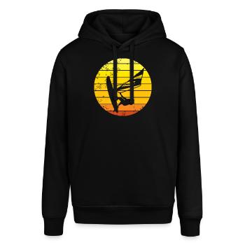 Windsurfer Retro Sonnenuntergang - Stanley/Stella Unisex Hoodie SOUNDER - Schwarz - Vorne - Alina (178cm) & Michal (187cm)