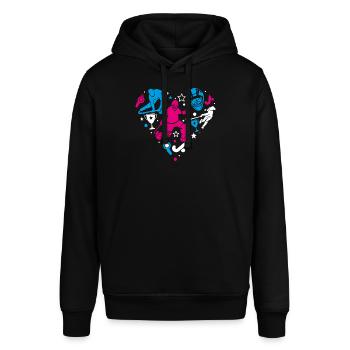 Goalie Herz - Stanley/Stella Unisex Hoodie SOUNDER - Schwarz - Vorne - Alina (178cm) & Michal (187cm)
