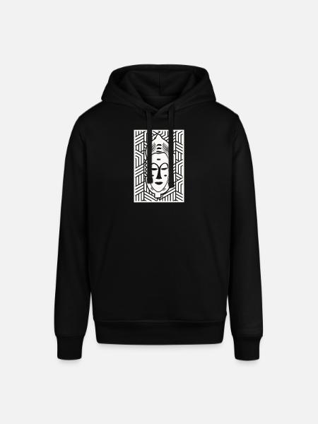 Elfenbenskysten - Baoulé maske - Stanley/Stella SOUNDER økologisk unisex-hettegenser - svart