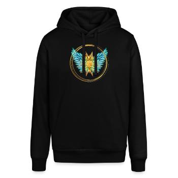 Sign of Light, Wings, Sun, SSL, Gold Rings - Stanley/Stella SOUNDER Unisex Hoodie - black - Front - Alina (178cm) & Michal (187cm)