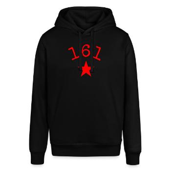Antifascist Action 161 red star - Stanley/Stella Unisex Hoodie SOUNDER - Schwarz - Vorne - Alina (178cm) & Michal (187cm)