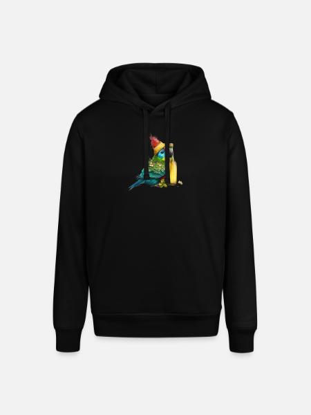Parrot cuddles with beer - Stanley/Stella SOUNDER Unisex Hoodie - black