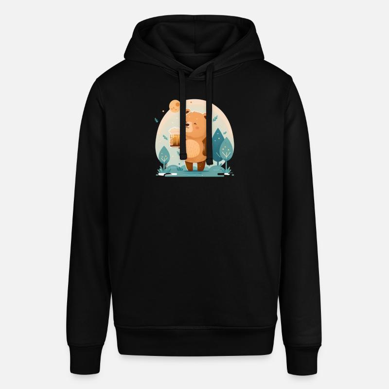 doux ours heureux avec bière - Sweat à capuche SOUNDER Stanley/Stella Unisexe - noir