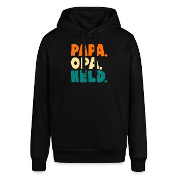 PAPA OPA HELD - Stanley/Stella Unisex Hoodie SOUNDER - Schwarz - Vorne - Alina (178cm) & Michal (187cm)
