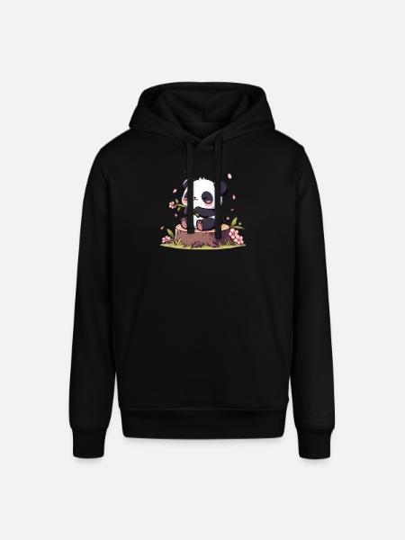 Panda on tree stump - Stanley/Stella SOUNDER Unisex Hoodie - black