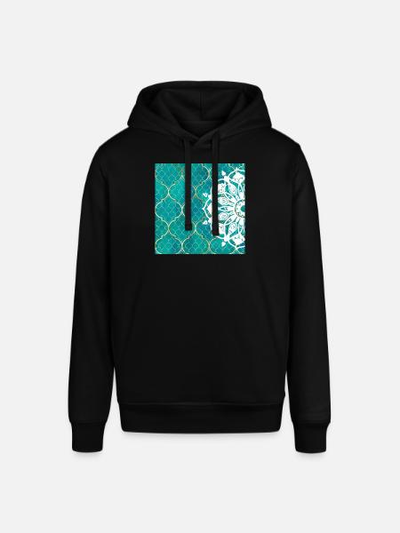 Teal Mandala Moroccan Art - Stanley/Stella SOUNDER Unisex Hoodie - black