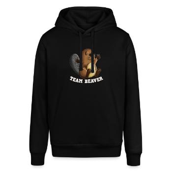 Biber Freunde Kinder Biberliebhaber Waldtier - Stanley/Stella Unisex Hoodie SOUNDER - Schwarz - Vorne - Alina (178cm) & Michal (187cm)