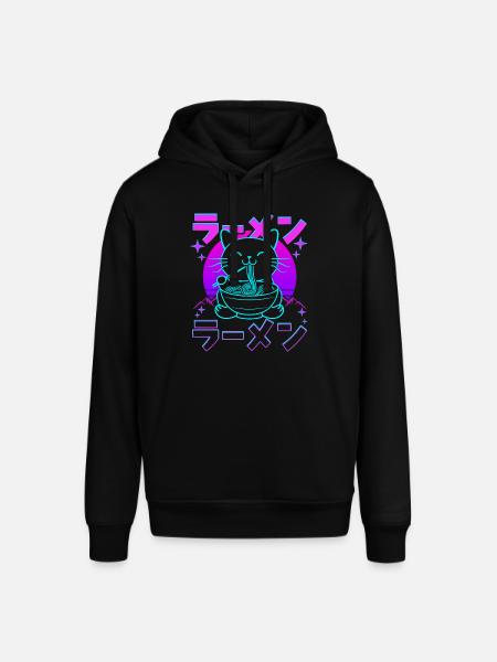 Rétro Kawaii Chat Mangeant Ramen - Sweat à capuche SOUNDER Stanley/Stella Unisexe - noir