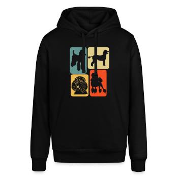 Pudel Retro Hunde - Stanley/Stella Unisex Hoodie SOUNDER - Schwarz - Vorne - Alina (178cm) & Michal (187cm)