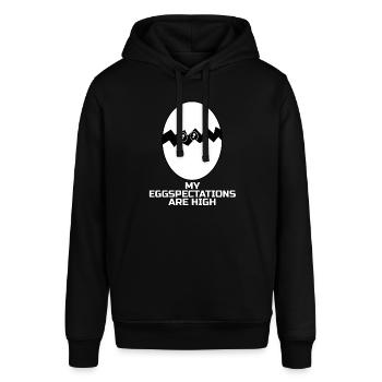 Huhn Eier lustig Hühnerei Ei Hühner - Stanley/Stella Unisex Hoodie SOUNDER - Schwarz - Vorne - Alina (178cm) & Michal (187cm)