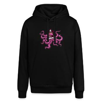 Oktopus Pirat Piratenhut Augenklappe Schnurbart - Stanley/Stella Unisex Hoodie SOUNDER - Schwarz - Vorne - Alina (178cm) & Michal (187cm)