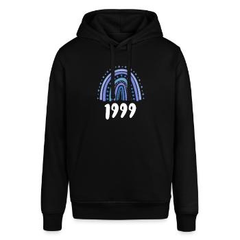 Blau Regenbogen Geburtsjahr Jahrgang 1999 - Stanley/Stella Unisex Hoodie SOUNDER - Schwarz - Vorne - Alina (178cm) & Michal (187cm)
