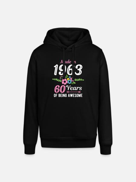 Made In 1963 Floral 60th Birthday - Stanley/Stella SOUNDER Unisex Hoodie - black
