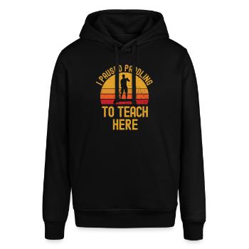 Paddleboard und Lehrer retro vintage - Stanley/Stella Unisex Hoodie SOUNDER - Schwarz - Vorne - Alina (178cm) & Michal (187cm)