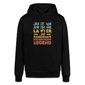 Anwalt Kickboxen retro - Stanley/Stella Unisex Hoodie SOUNDER - Schwarz - Vorne - Alina (178cm) & Michal (187cm)