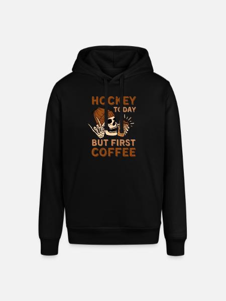 Coffee Hockey skeleton - Stanley/Stella SOUNDER Unisex Hoodie - black
