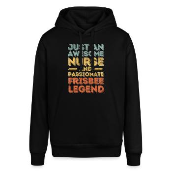 Nurse Frisbee legend retro - Stanley/Stella SOUNDER Unisex Hoodie - black - Front - Alina (178cm) & Michal (187cm)