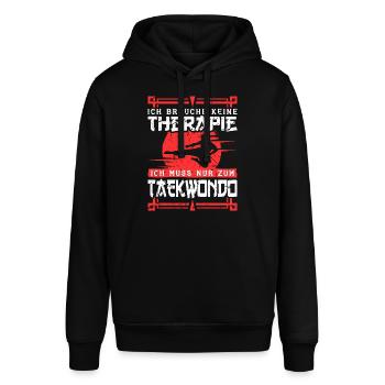 Ich Brauche Keine Therapie Taekwondo Chagi - Stanley/Stella Unisex Hoodie SOUNDER - Schwarz - Vorne - Alina (178cm) & Michal (187cm)