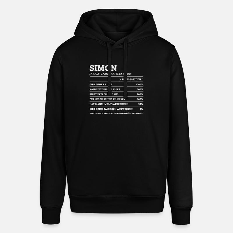 Simon Großer Mann Prénom - Sweat à capuche SOUNDER Stanley/Stella Unisexe - noir
