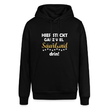 Saarland Saarländer Spruch Sprüche Geschenk - Stanley/Stella Unisex Hoodie SOUNDER - Schwarz - Vorne - Alina (178cm) & Michal (187cm)