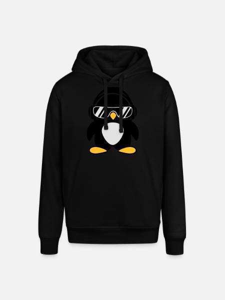 Pinguin mit Kopfhörer - Stanley/Stella Unisex Hoodie SOUNDER - Schwarz