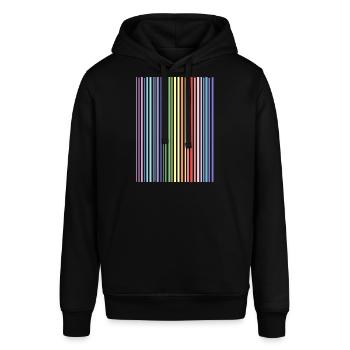 Pastellfarben - Streifen - Stanley/Stella Unisex Hoodie SOUNDER - Schwarz - Vorne - Alina (178cm) & Michal (187cm)