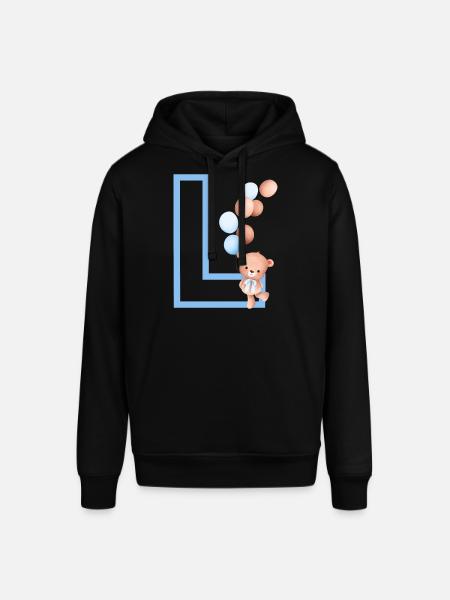 Blue Letter L Bear - Stanley/Stella SOUNDER Unisex Hoodie - black