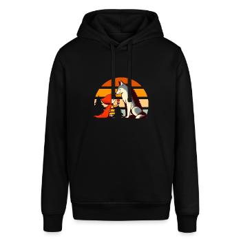 Märchen Rotkäppchen und der Wolf Wald Niedlich - Stanley/Stella Unisex Hoodie SOUNDER - Schwarz - Vorne - Alina (178cm) & Michal (187cm)