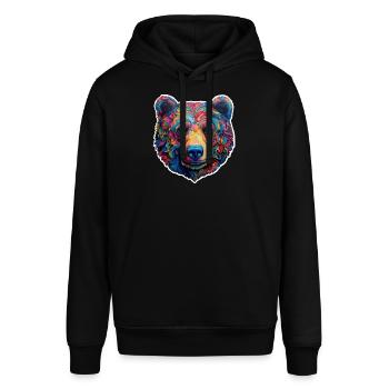 Bär psychedelisch - Stanley/Stella Unisex Hoodie SOUNDER - Schwarz - Vorne - Alina (178cm) & Michal (187cm)