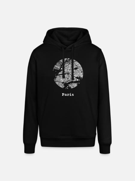 Paris city with map - Stanley/Stella SOUNDER Unisex Hoodie - black