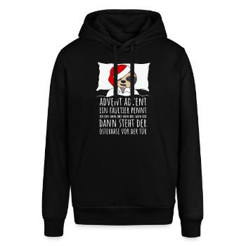 Advent Advent ein Faultier pennt Weihnachten - Stanley/Stella Unisex Hoodie SOUNDER - Schwarz - Vorne - Alina (178cm) & Michal (187cm)