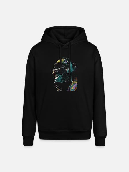 Affe mit Cap Streetwear - Stanley/Stella Unisex Hoodie SOUNDER - Schwarz