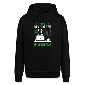 Ich Bin Entwickler, Kein Compiller -Programmierer - Stanley/Stella Unisex Hoodie SOUNDER - Schwarz - Vorne - Alina (178cm) & Michal (187cm)