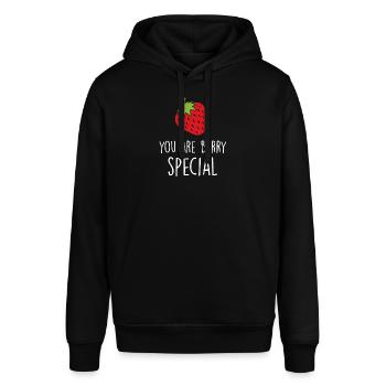 Erdbeeren - Stanley/Stella Unisex Hoodie SOUNDER - Schwarz - Vorne - Alina (178cm) & Michal (187cm)
