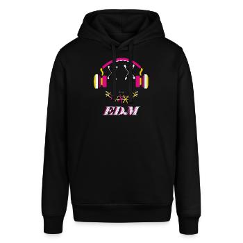 EDM Music, buntes Gesicht mit Kopfhörer - Stanley/Stella Unisex Hoodie SOUNDER - Schwarz - Vorne - Alina (178cm) & Michal (187cm)