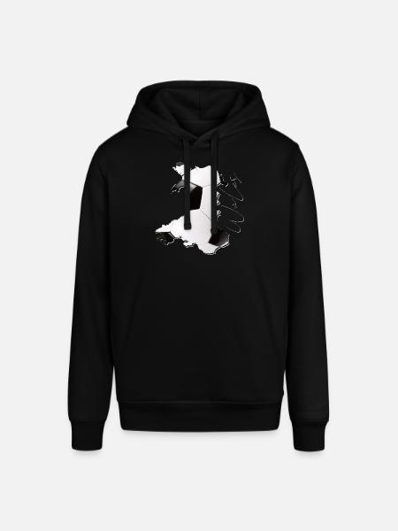 Wales kart rammer ekte fotball EN - Stanley/Stella SOUNDER økologisk unisex-hettegenser - svart