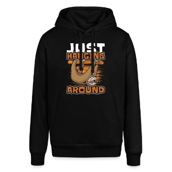 Faultier Abhängen Hängen - Stanley/Stella Unisex Hoodie SOUNDER - Schwarz - Vorne - Alina (178cm) & Michal (187cm)