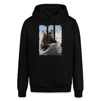 Surfing Sea Otter - Stanley/Stella Unisex Hoodie SOUNDER - Schwarz - Vorne - Alina (178cm) & Michal (187cm)
