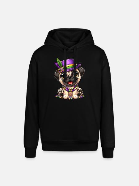 Mardi Gras Comic Pug - Stanley/Stella SOUNDER Unisex Hoodie - black