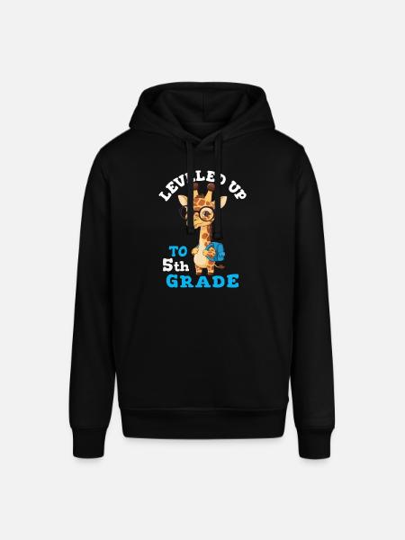 Uppgraderad till 5:e klass - Funny Giraffe - Luvtröja SOUNDER unisex från Stanley/Stella - svart
