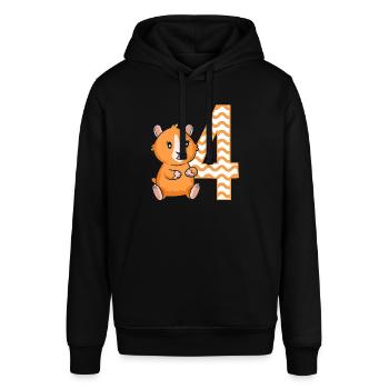 4th Birthday Guinea Pig Girl 4 years old - Stanley/Stella SOUNDER Unisex Hoodie - black - Front - Alina (178cm) & Michal (187cm)