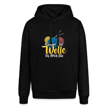 Komme was Wolle Stricken Wortspiel - Stanley/Stella Unisex Hoodie SOUNDER - Schwarz - Vorne - Alina (178cm) & Michal (187cm)