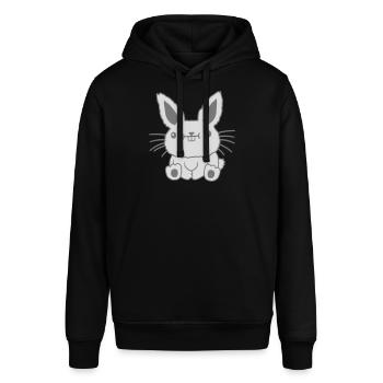 Sitzender kleiner kawaii Hase - Stanley/Stella Unisex Hoodie SOUNDER - Schwarz - Vorne - Alina (178cm) & Michal (187cm)