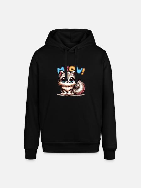 Meow - Cat Illustration - Stanley/Stella SOUNDER Unisex Hoodie - black