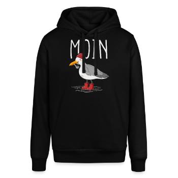 Moin Möwe Seemann - Stanley/Stella Unisex Hoodie SOUNDER - Schwarz - Vorne - Alina (178cm) & Michal (187cm)