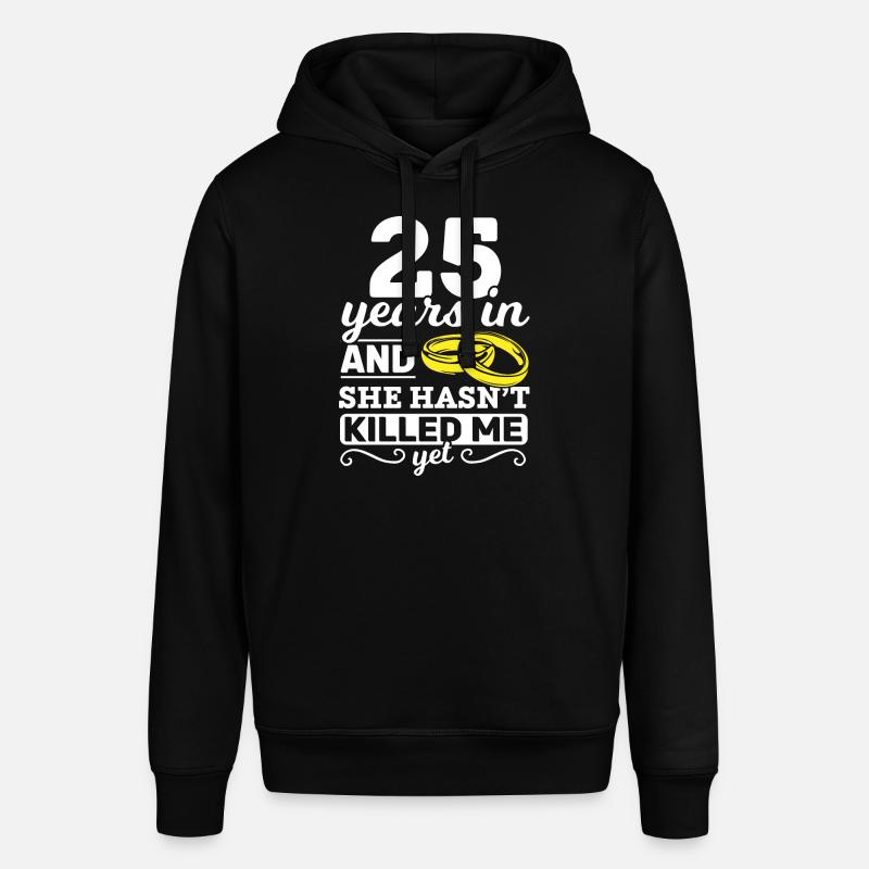 25 år 25 års bryllupsdag ekteskapsgave - Stanley/Stella SOUNDER økologisk unisex-hettegenser - svart